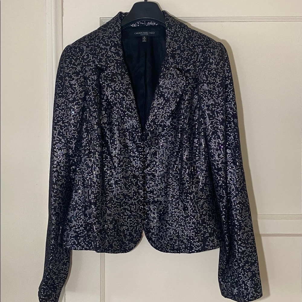 Carmen Marc Valvo Black Sequin Jacket